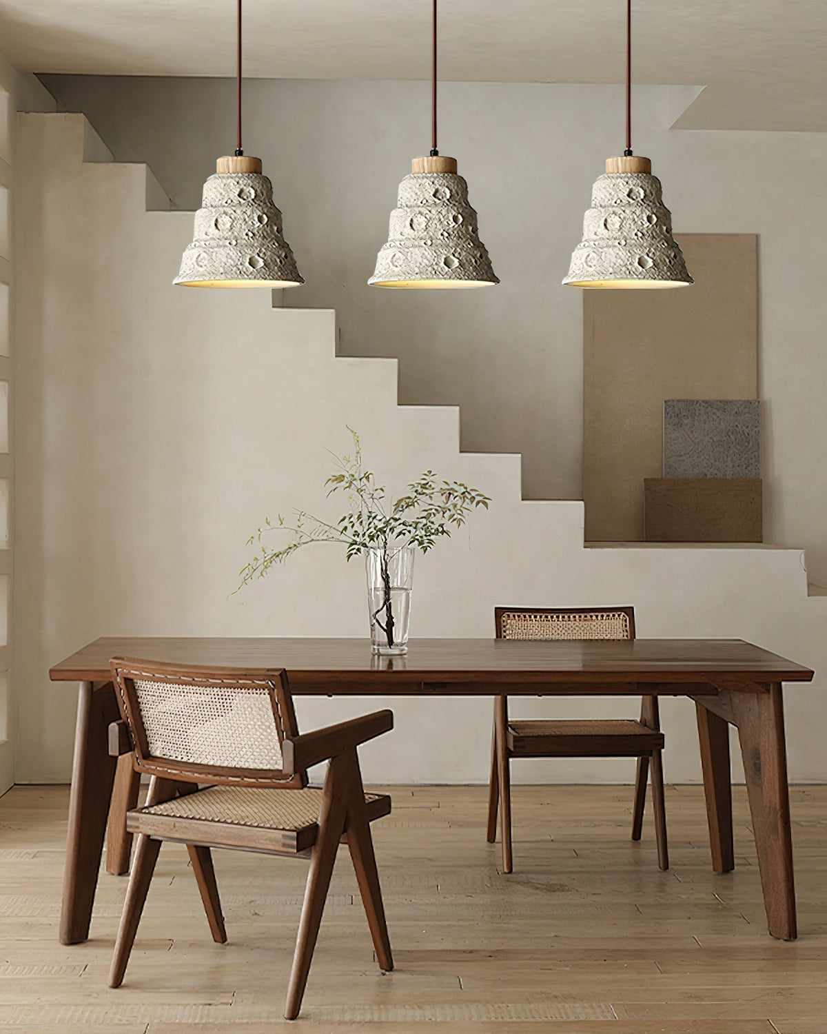 Suspension Indigo en pierre et bois – vue 5