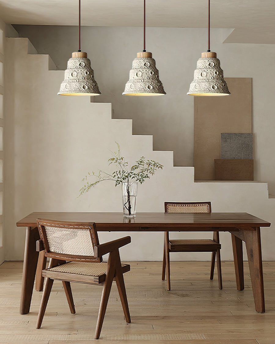 Suspension Indigo en pierre et bois – vue 5