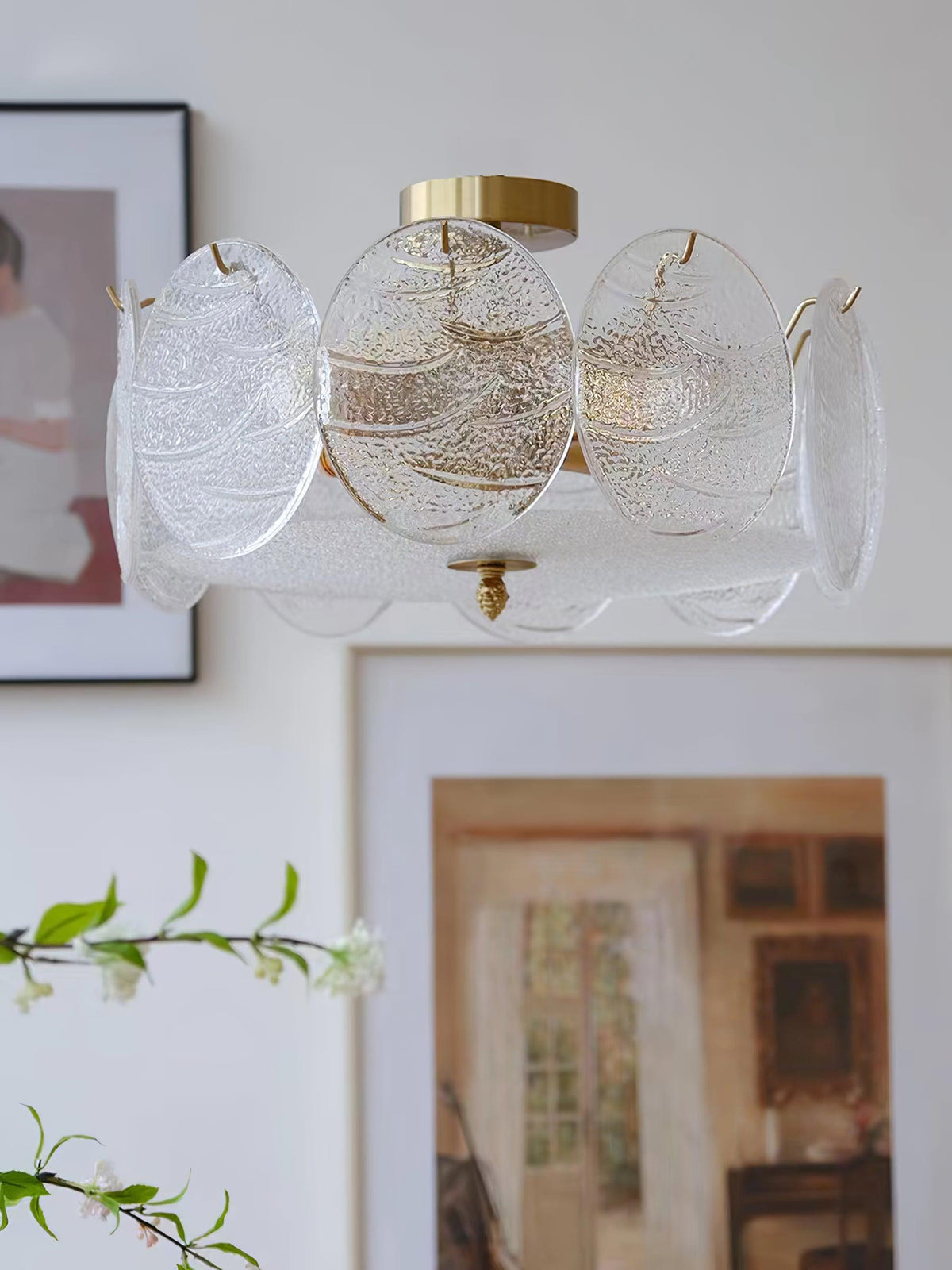 Plafonnier Camélia en verre et fer – vue 18