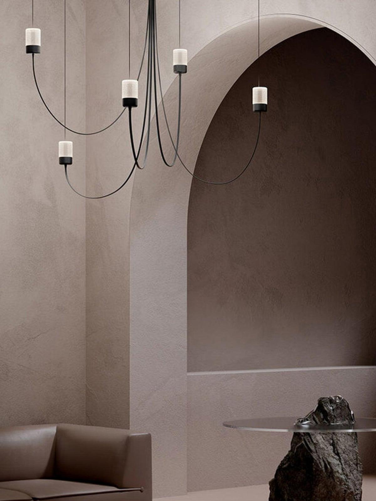 Lustre Aigrette en verre et métal – vue 18