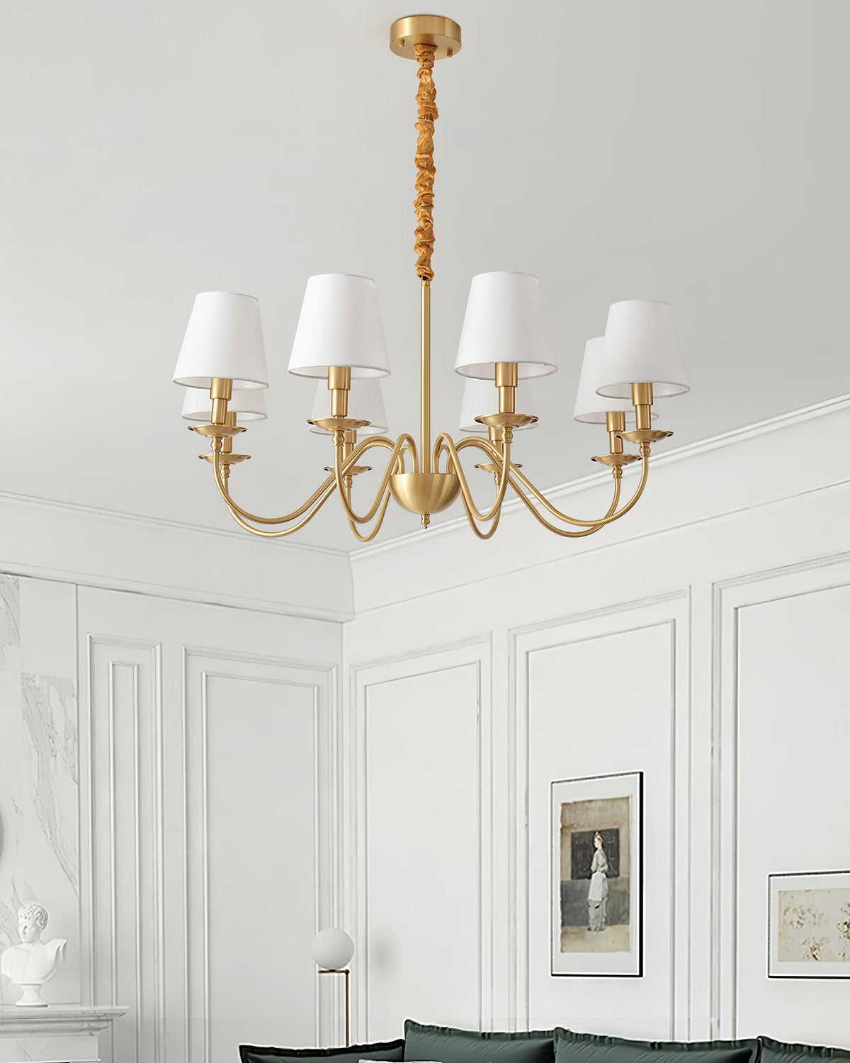 Lustre Absinthe en laiton et tissu – vue 5