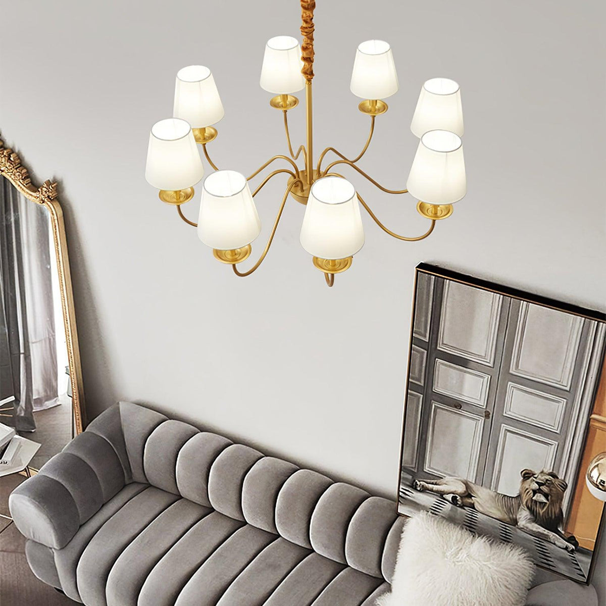 Lustre Absinthe en laiton et tissu – vue 19