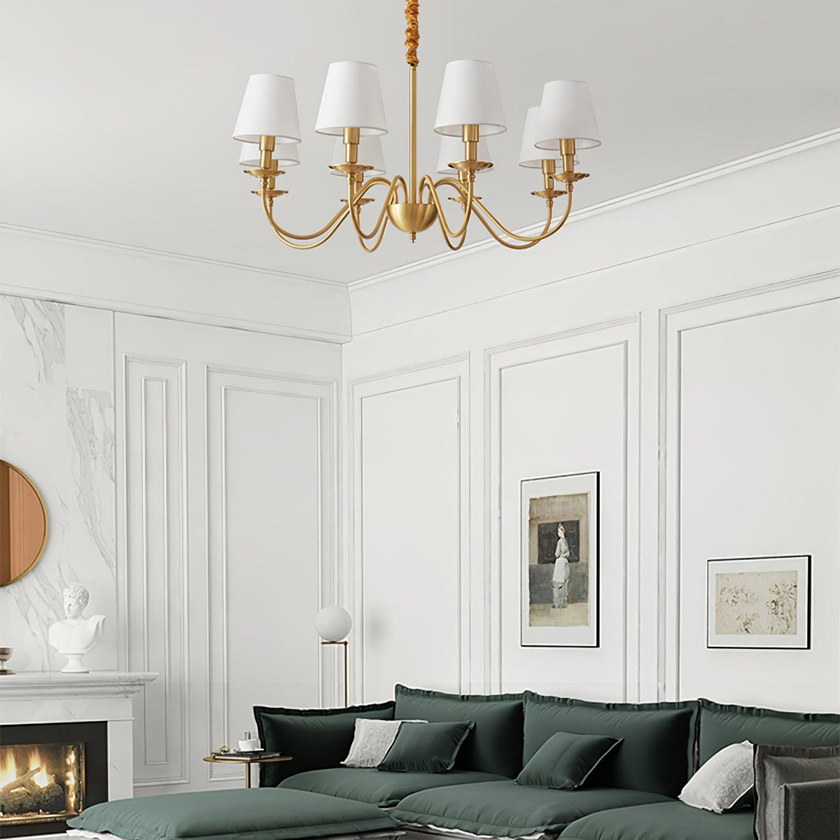 Lustre Absinthe en laiton et tissu – vue 8