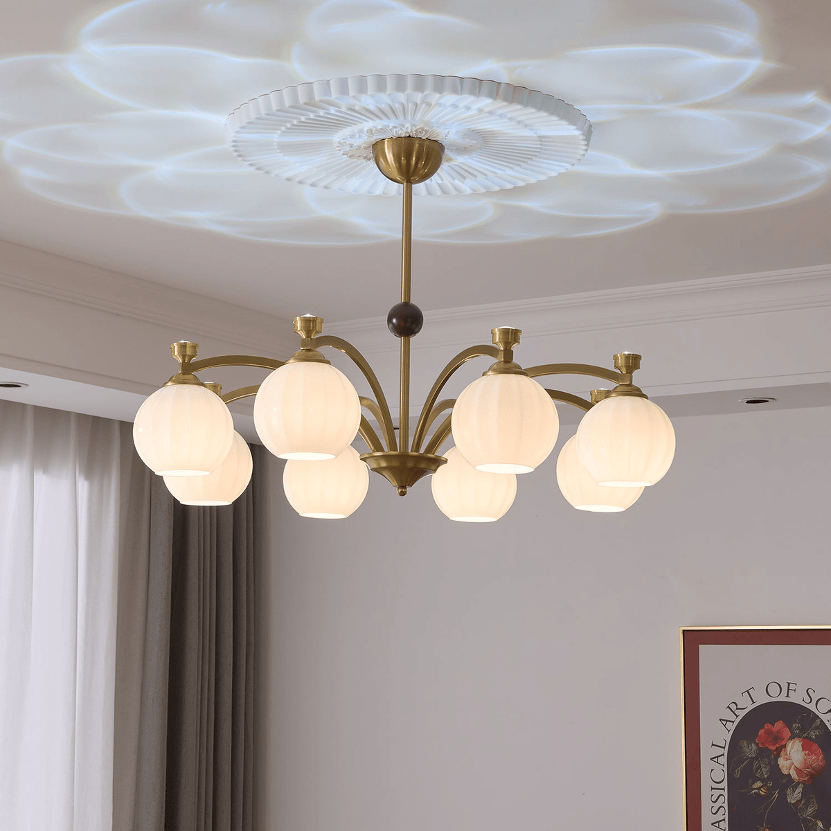 Lustre Genêt en verre et bois – vue 4
