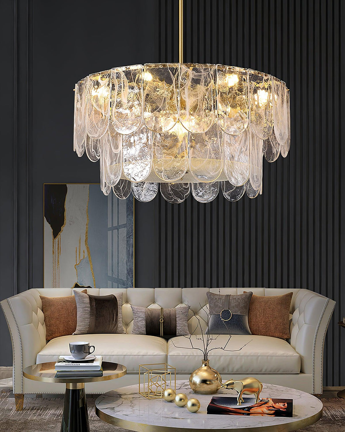 Lustre Camargue en verre et fer – vue 19