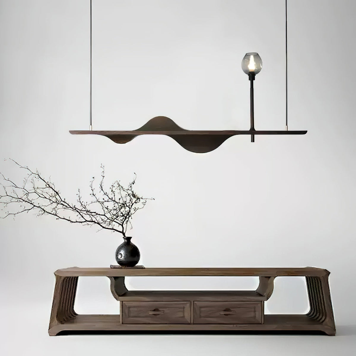 Lustre Pomone en bois et verre – vue 7