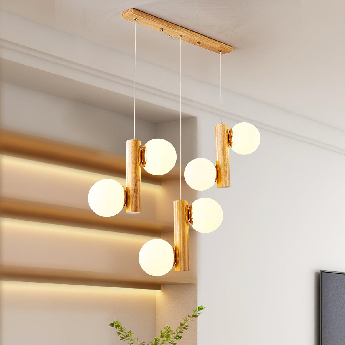 Suspension Yeuse en bois et verre – vue 25