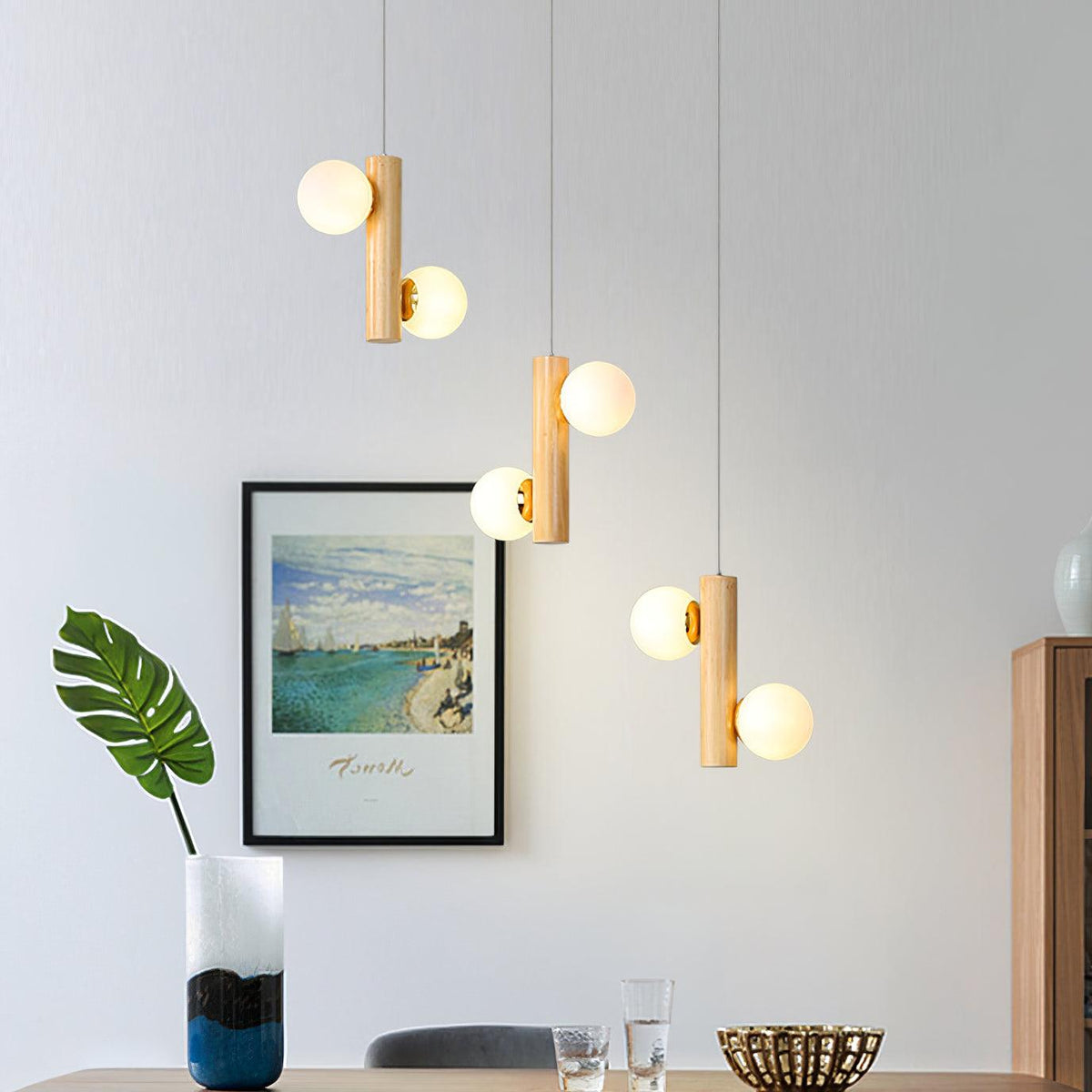 Suspension Yeuse en bois et verre – vue 15