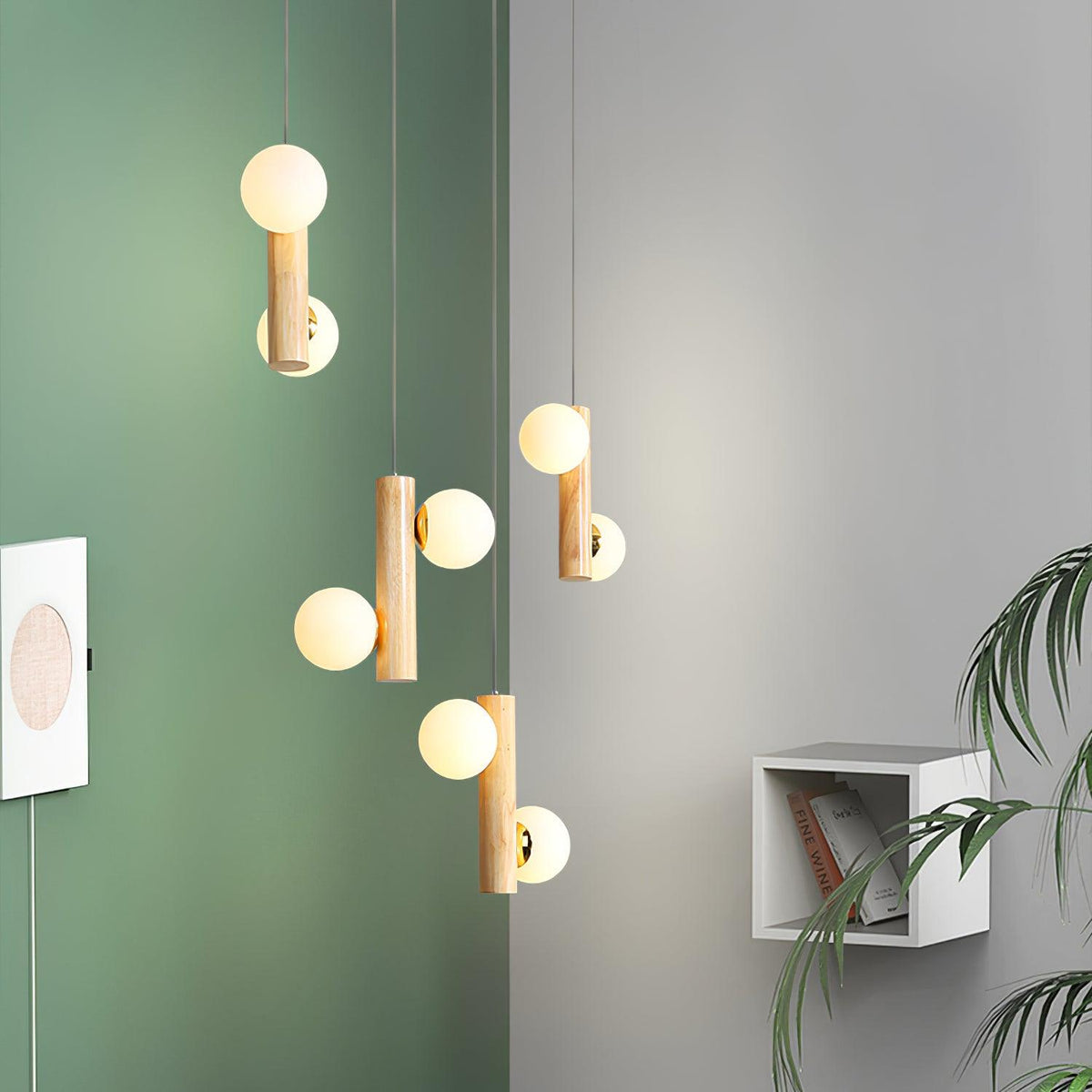 Suspension Yeuse en bois et verre – vue 18