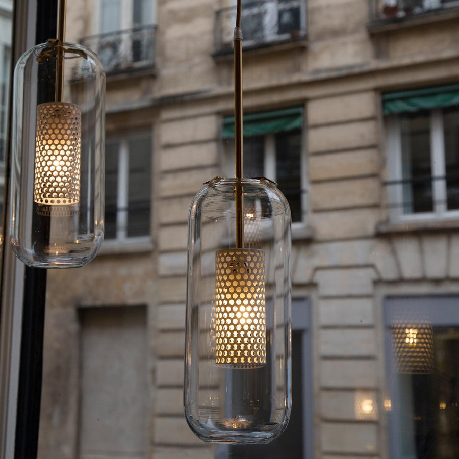 Suspension Ursule en verre et laiton – vue 4