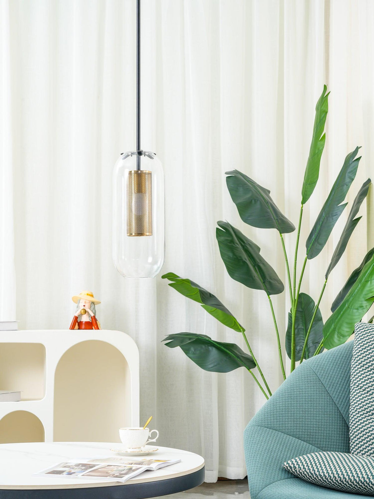 Suspension Ursule en verre et laiton – vue 30