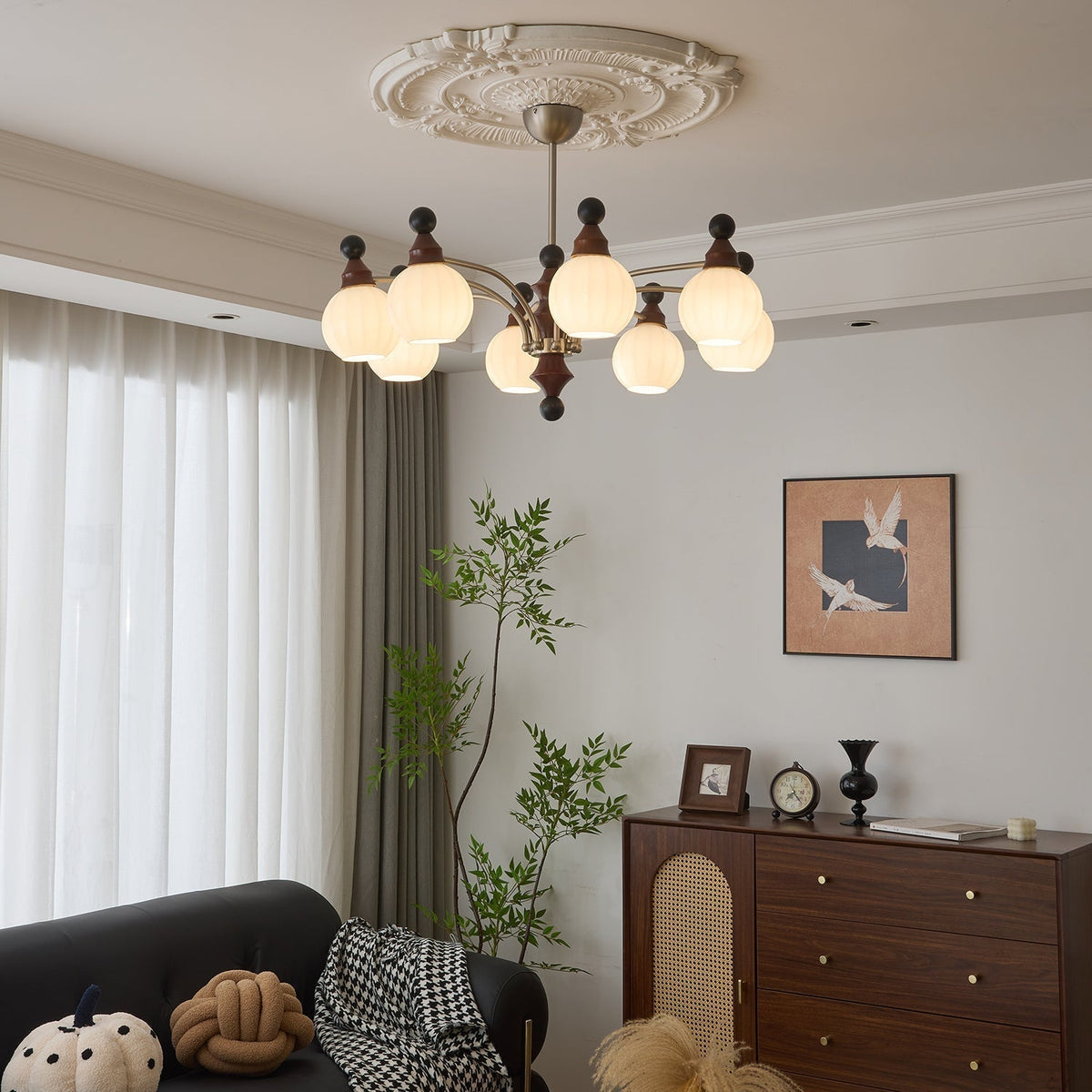 Lustre Rayon en bois et verre – vue 30