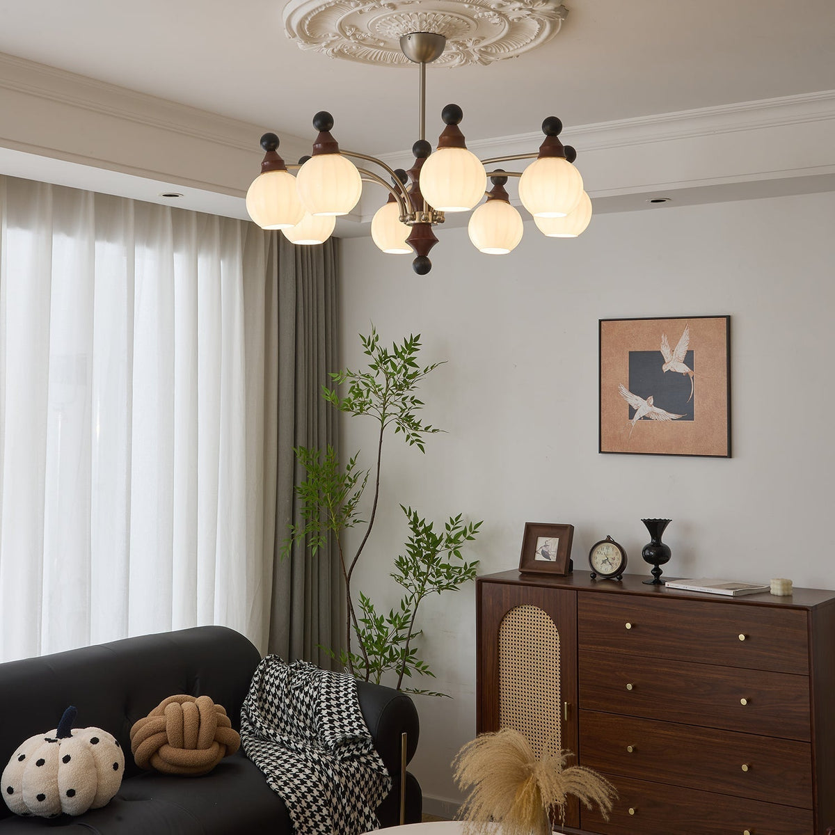 Lustre Rayon en bois et verre – vue 31