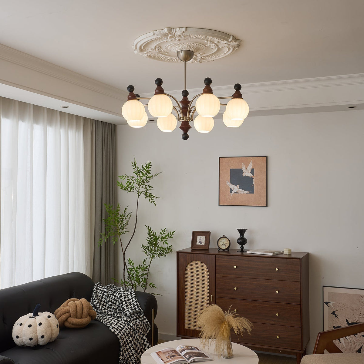 Lustre Rayon en bois et verre – vue 37