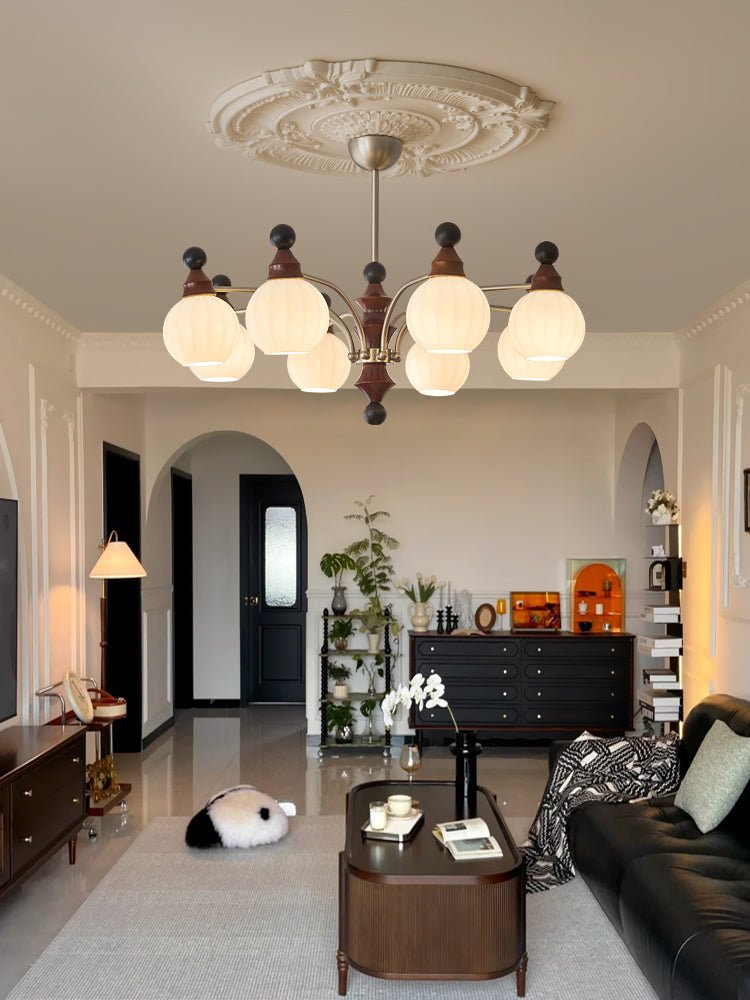 Lustre Rayon en bois et verre – vue 19
