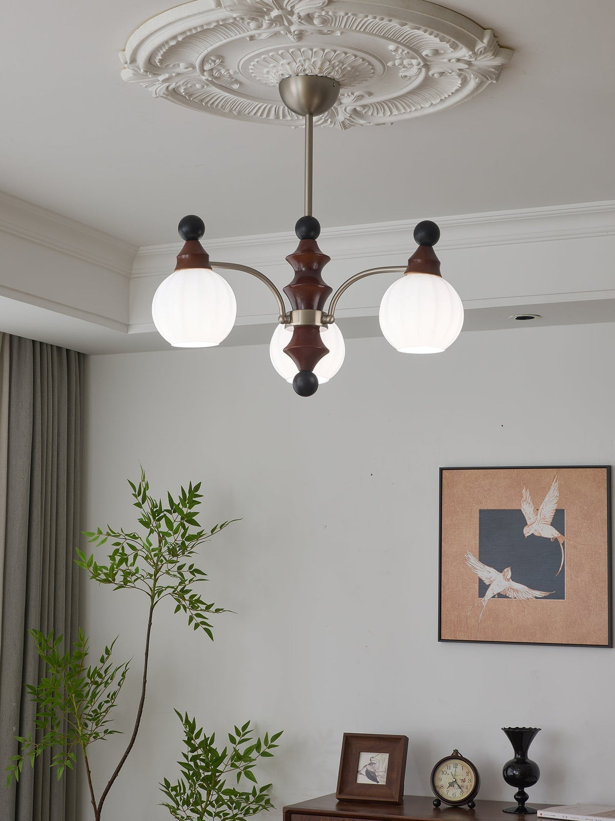 Lustre Rayon en bois et verre – vue 2