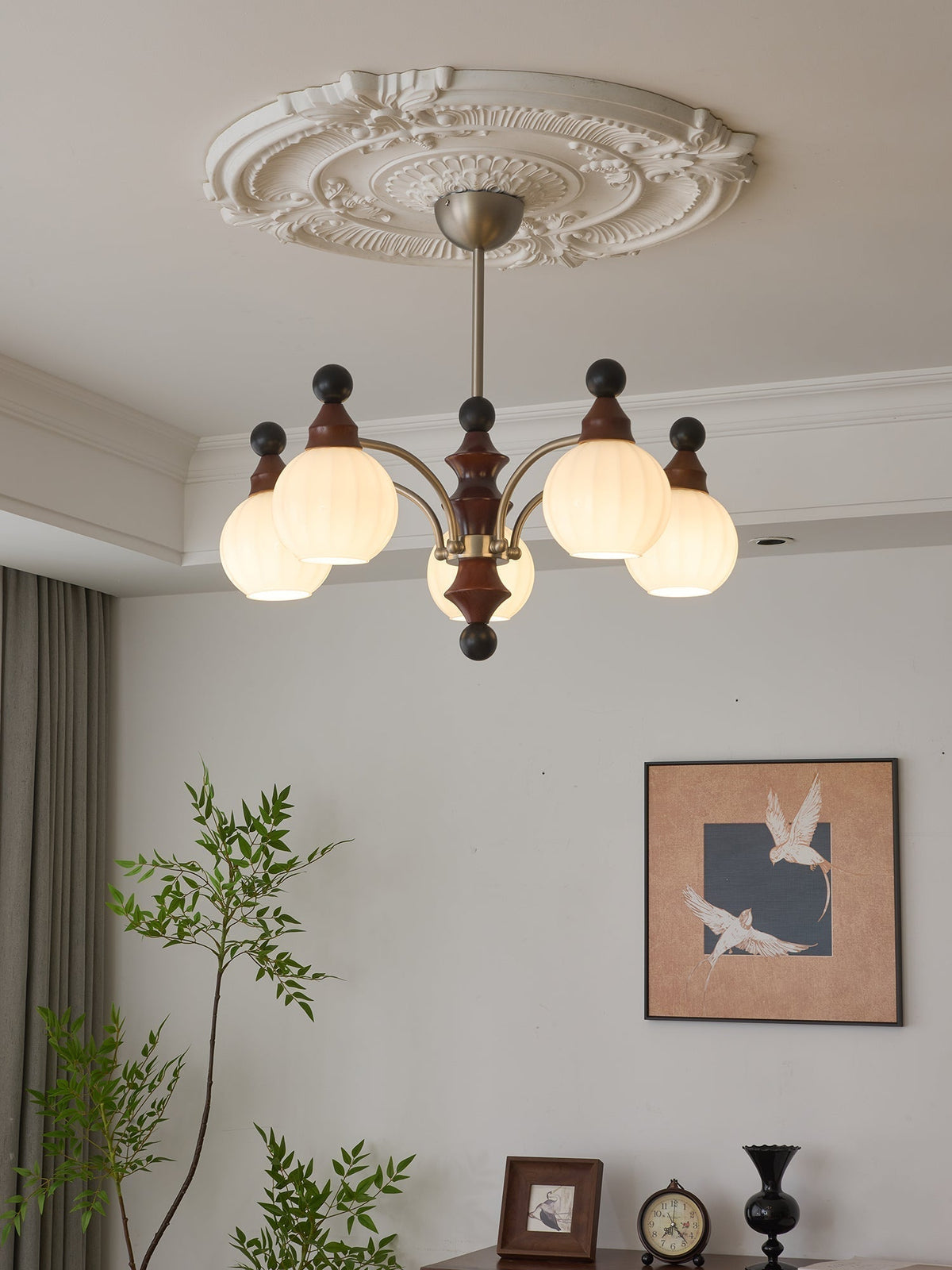 Lustre Rayon en bois et verre – vue 6