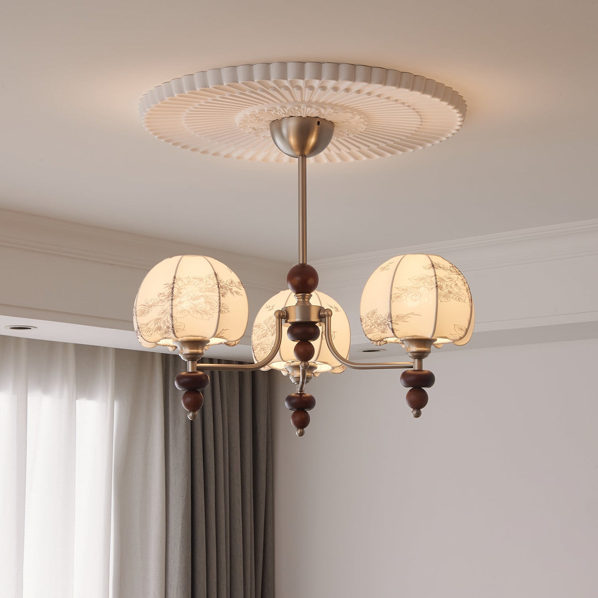 Lustre Romance en bois et tissu – vue 5