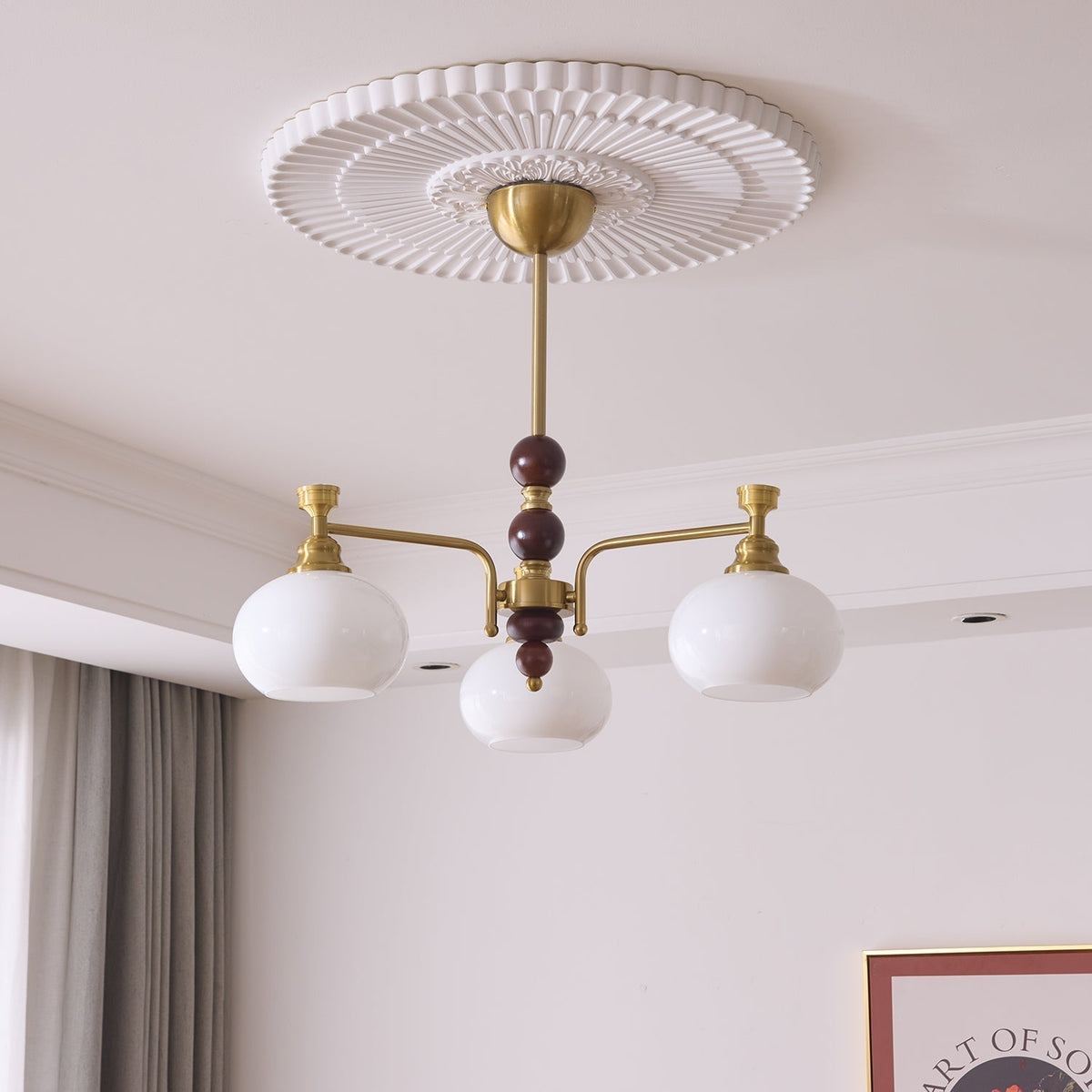Lustre Acanthe en verre et bois – vue 25