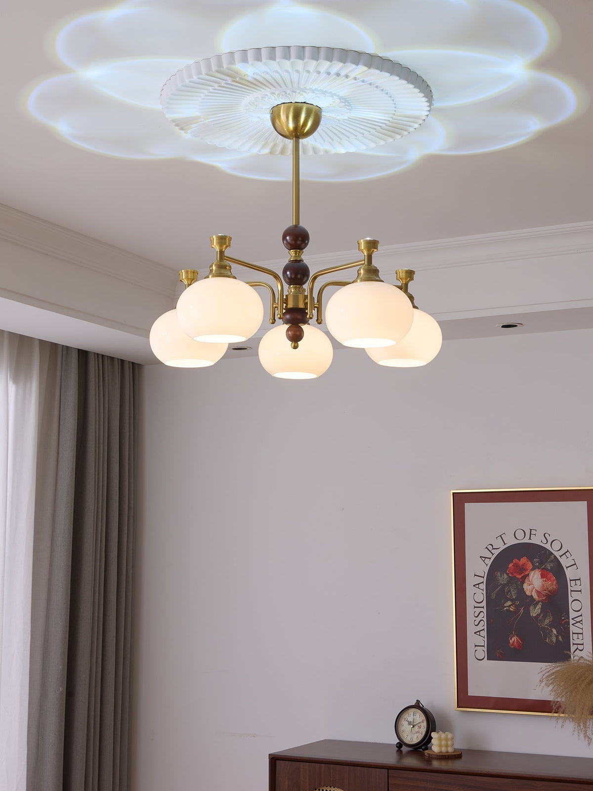 Lustre Acanthe en verre et bois – vue 14