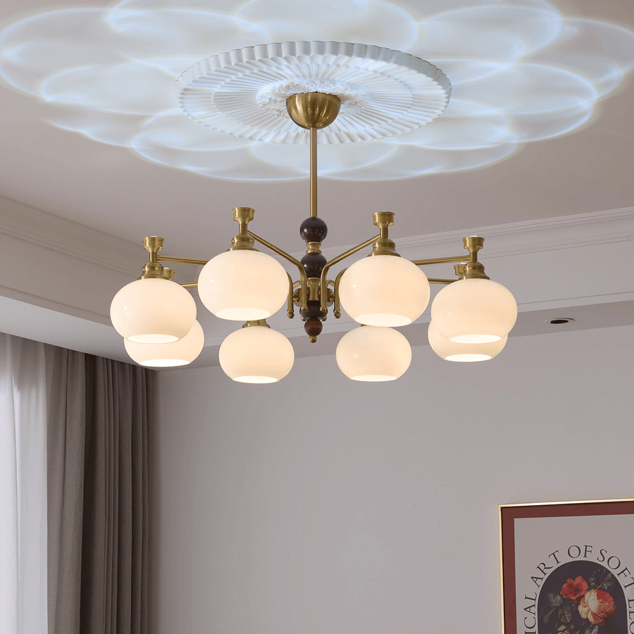 Lustre Acanthe en verre et bois – vue 4