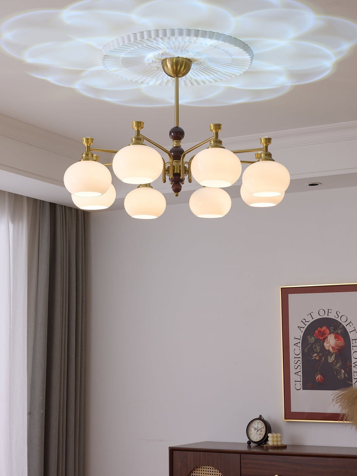 Lustre Acanthe en verre et bois – vue 20
