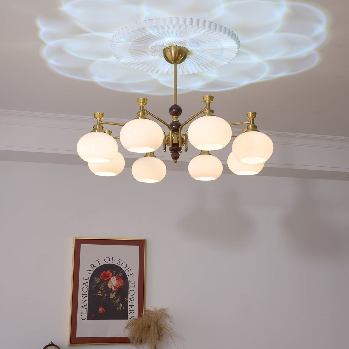Lustre Acanthe en verre et bois – vue 19