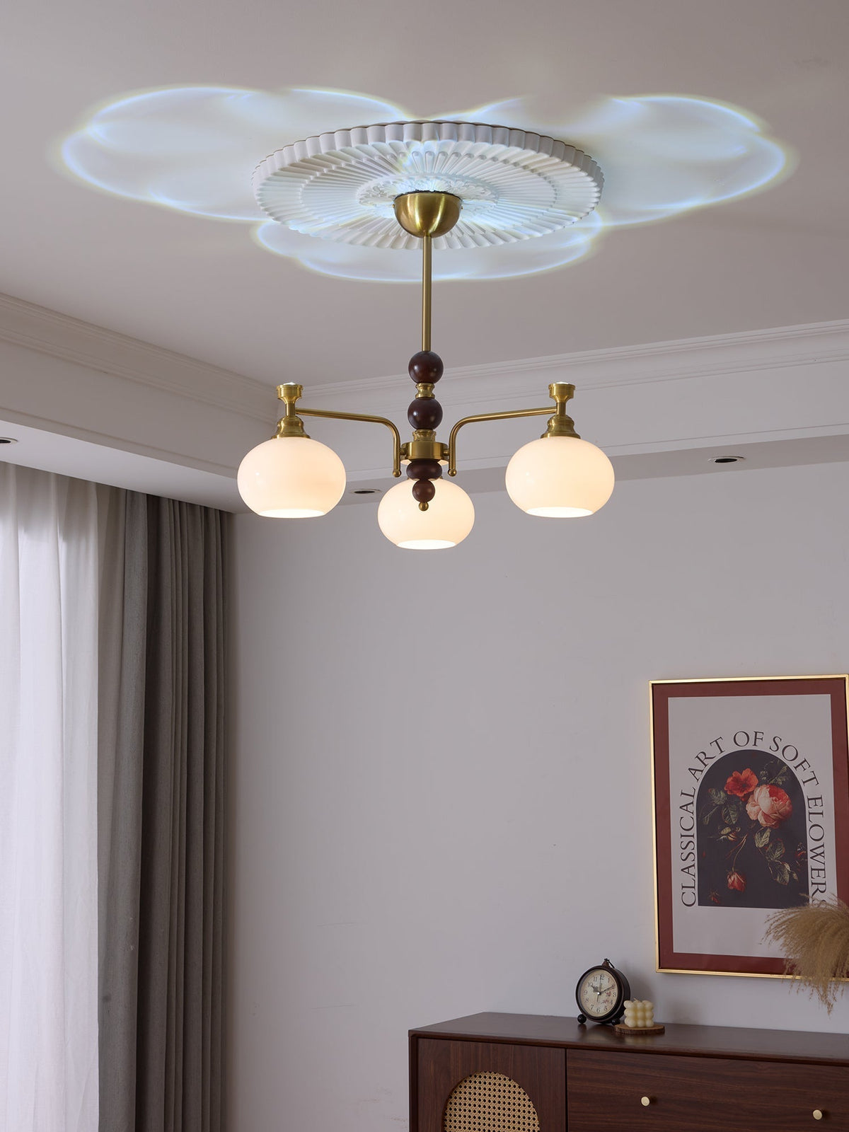 Lustre Acanthe en verre et bois – vue 10