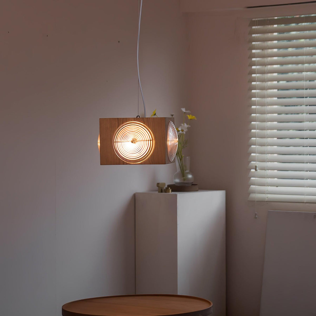 Suspension Aldebaran en bois et verre – vue 16