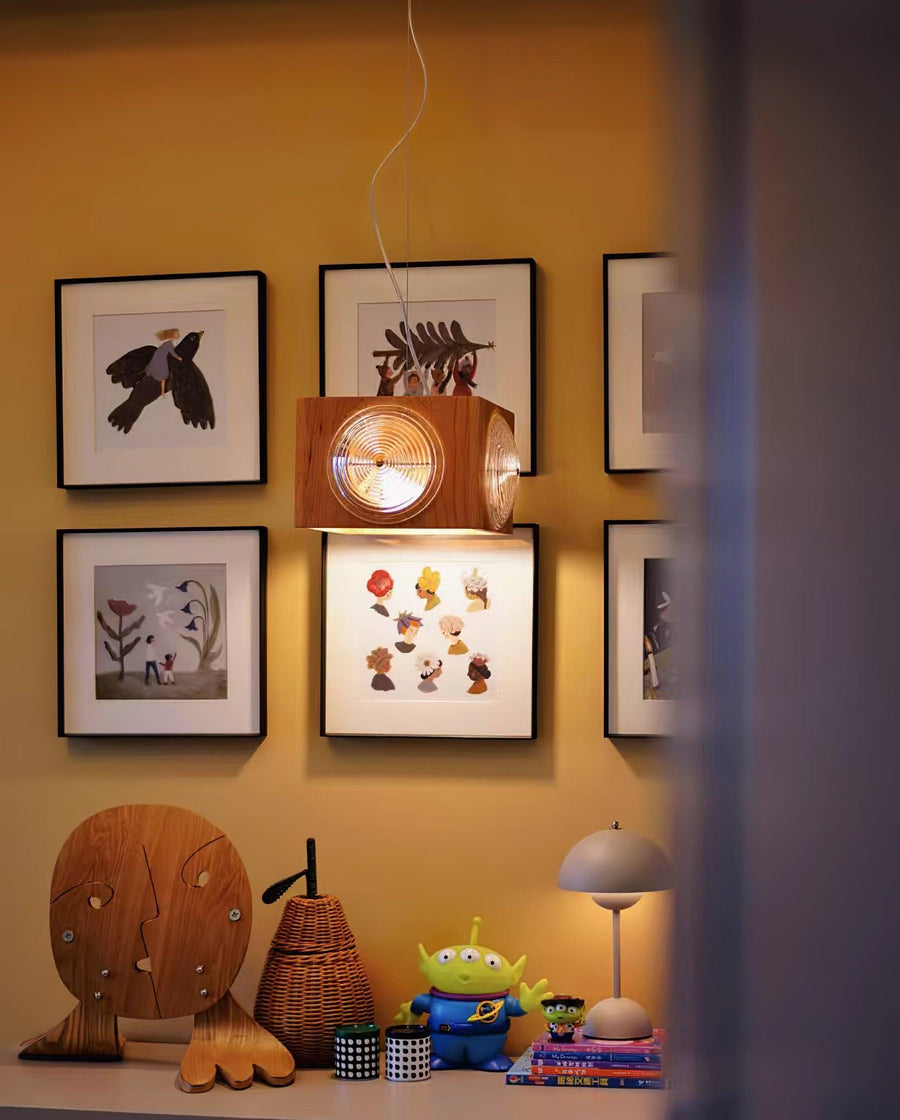 Suspension Aldebaran en bois et verre – vue 5