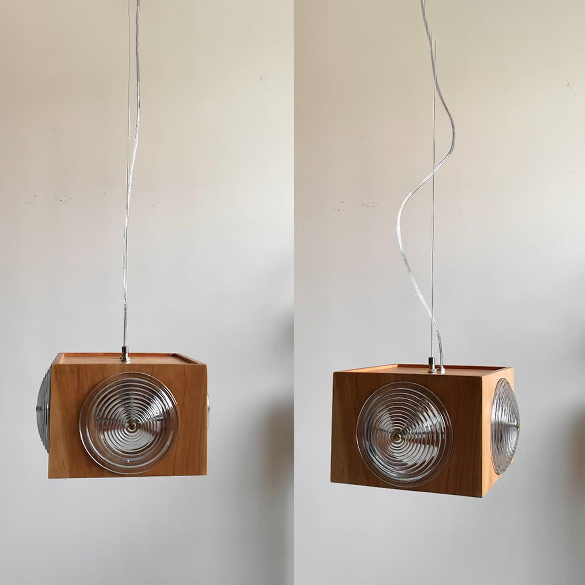 Suspension Aldebaran en bois et verre – vue 9