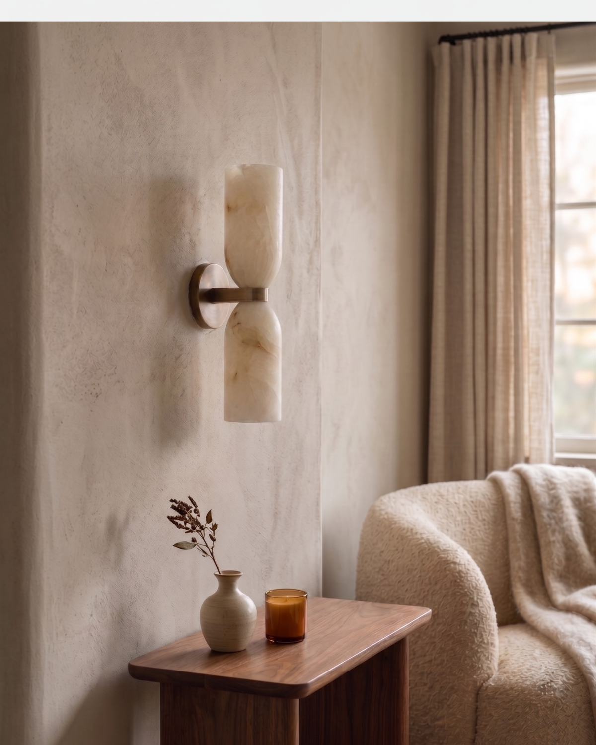 Applique Murale Portique en albâtre et laiton – vue 2