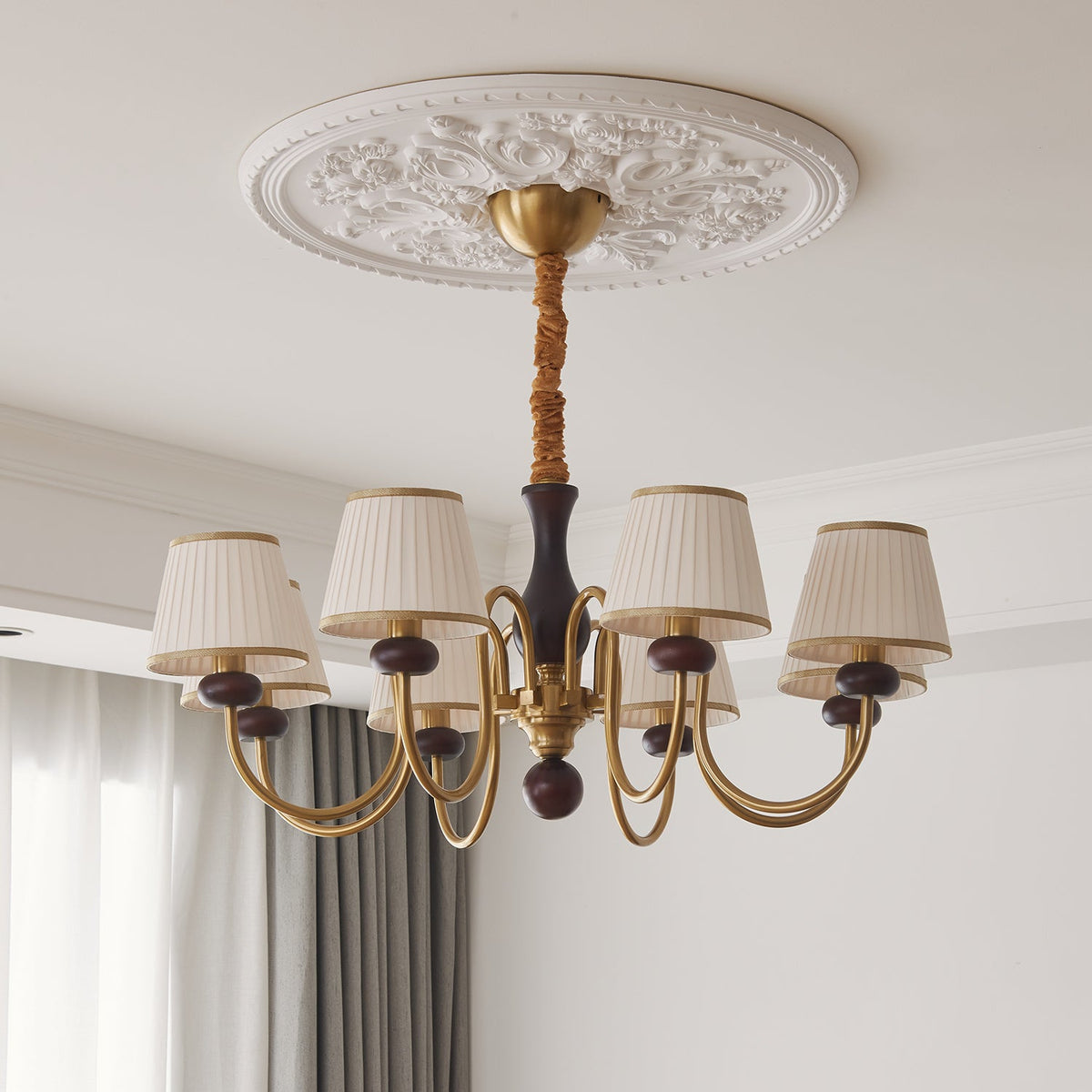 Lustre Havre en bois et tissu – vue 7