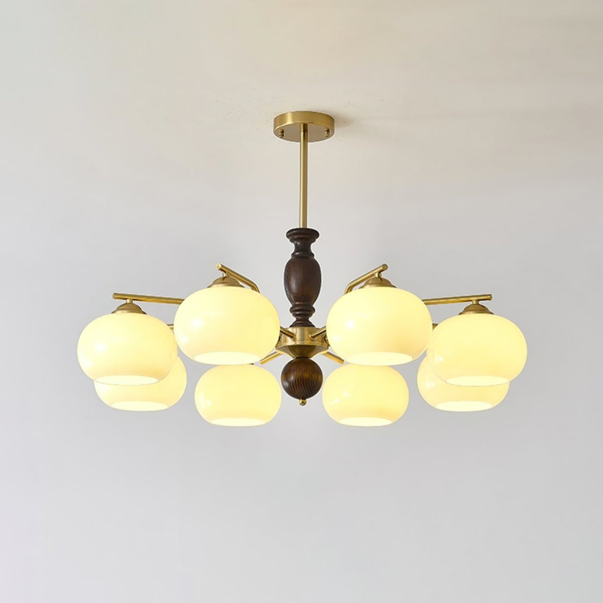 Lustre Juliette en noyer et verre – vue 2