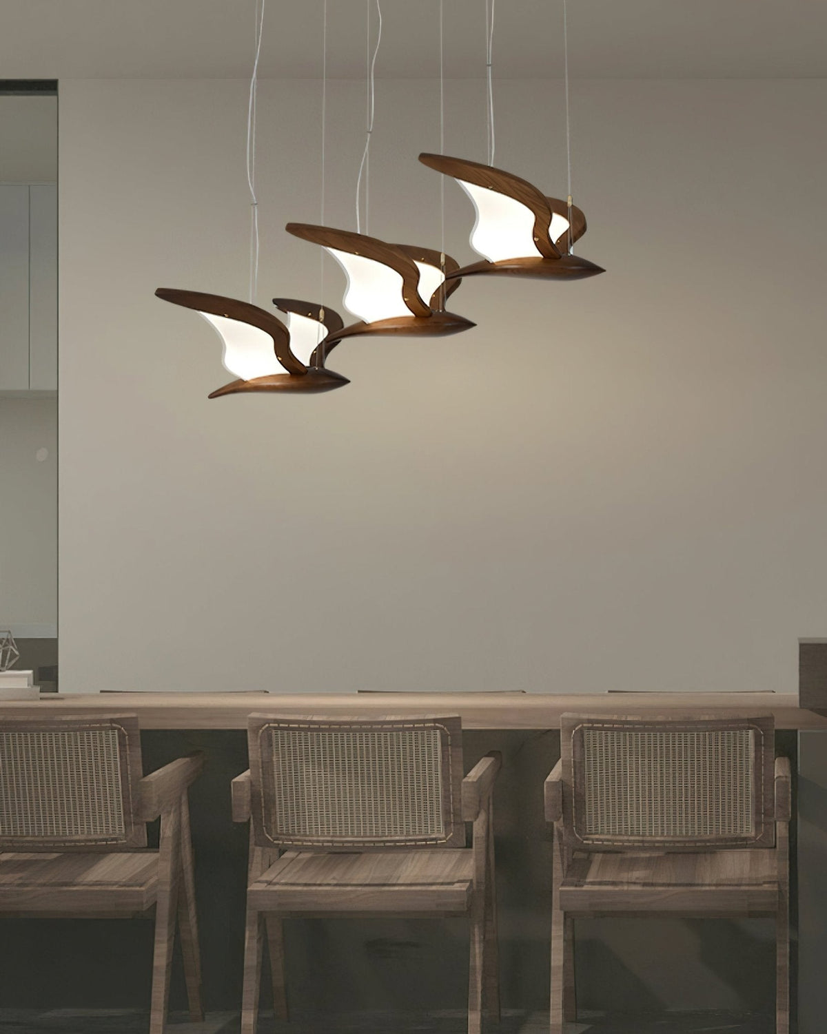 Lustre Mélusine en bois et métal – vue 16