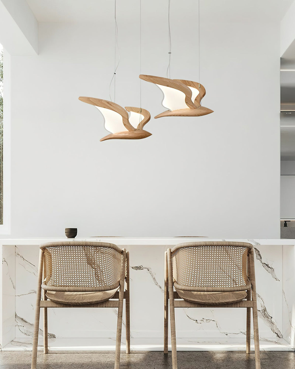 Lustre Mélusine en bois et métal – vue 6
