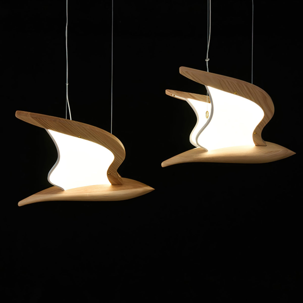 Lustre Mélusine en bois et métal – vue 8