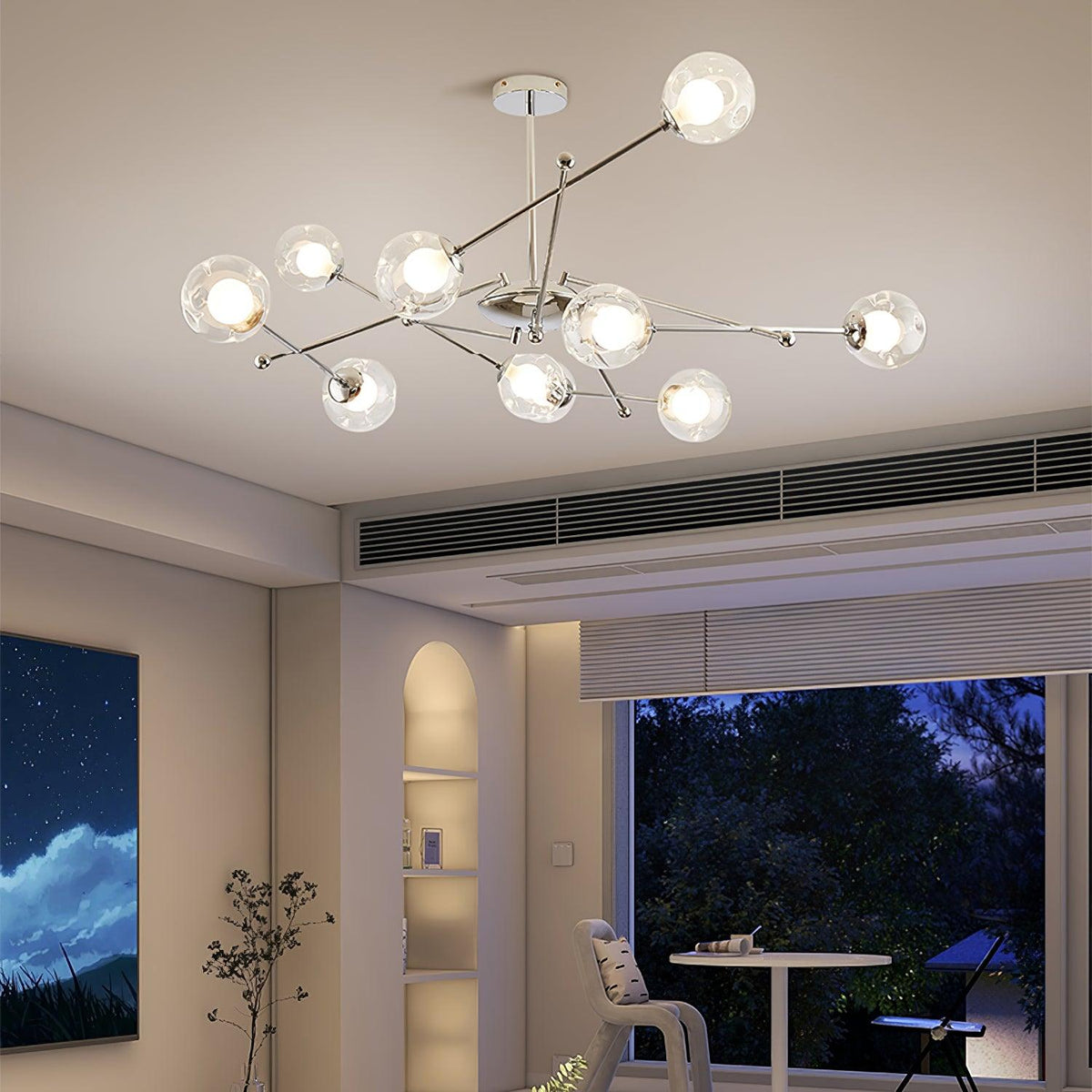 Lustre Érable en verre et métal – vue 11