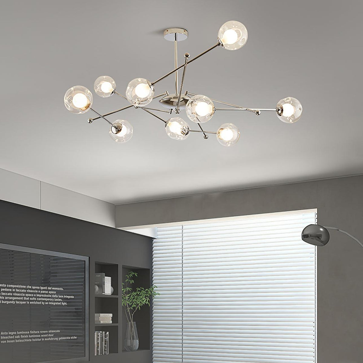 Lustre Érable en verre et métal – vue 10