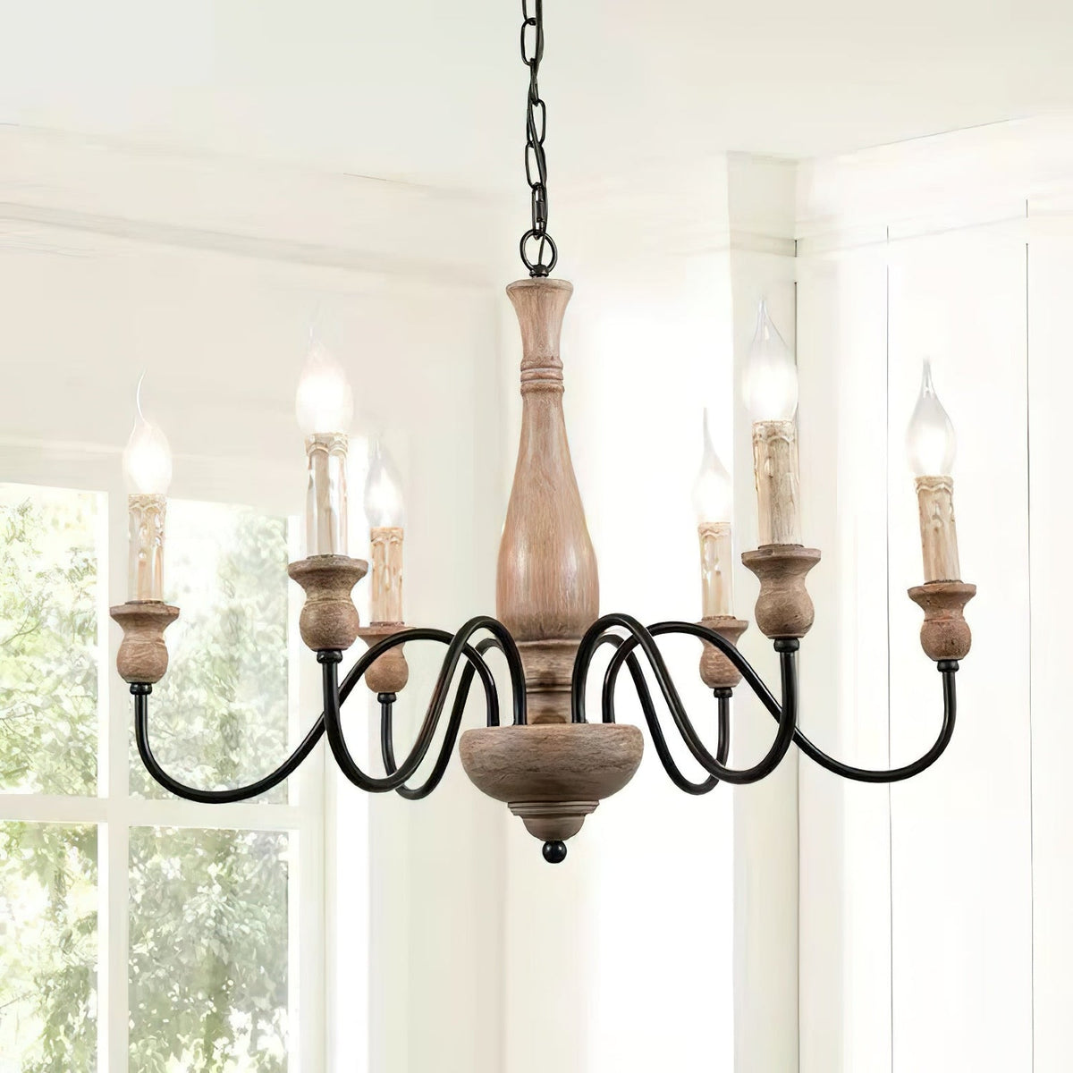 Lustre Bocage en bois et métal – vue 2