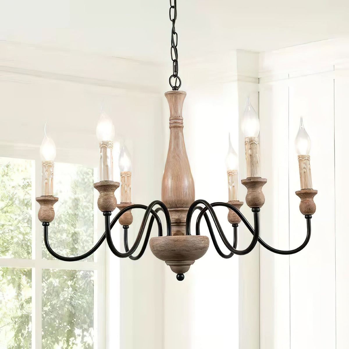 Lustre Bocage en bois et métal – vue 12