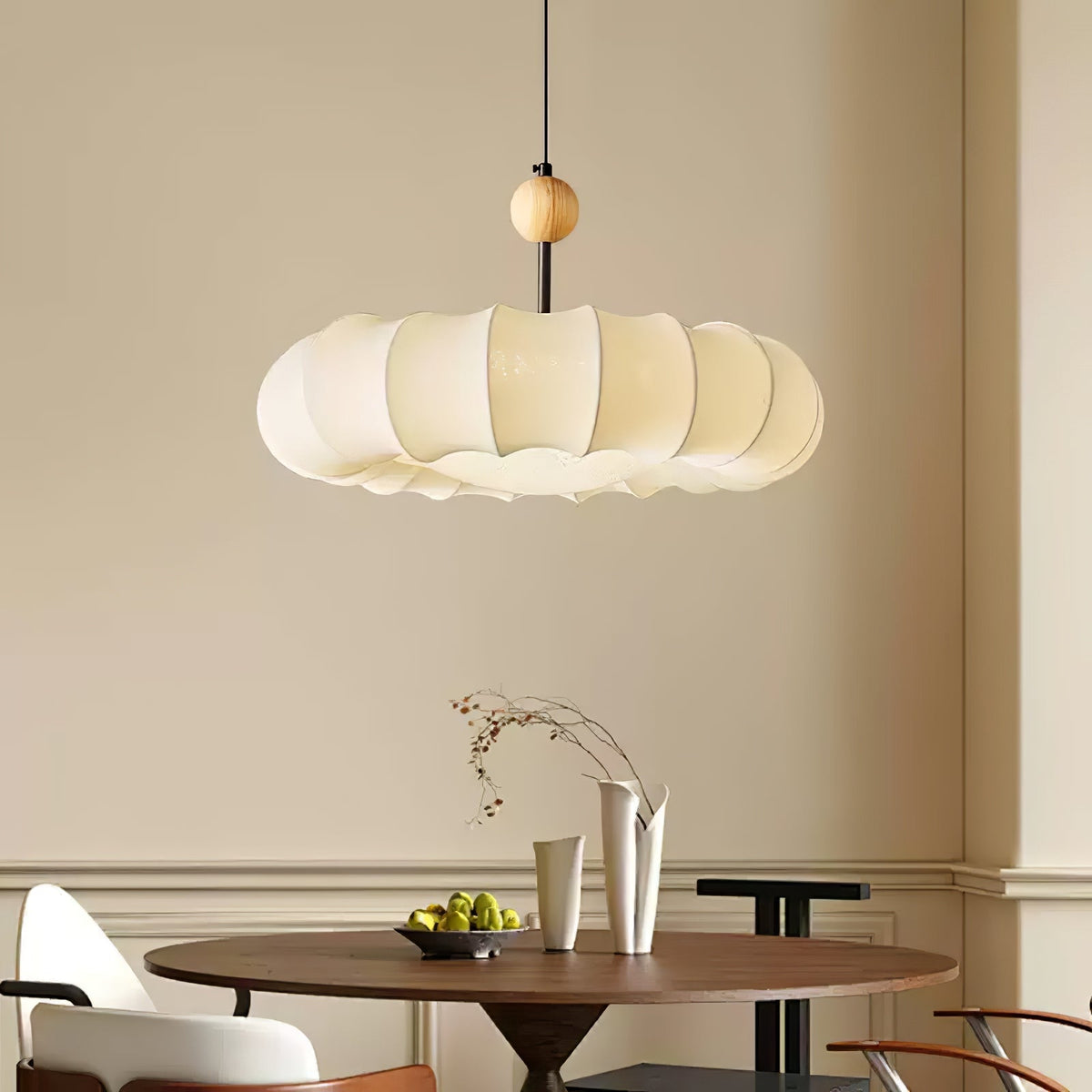 Suspension Ellébore en bois et tissu – vue 4