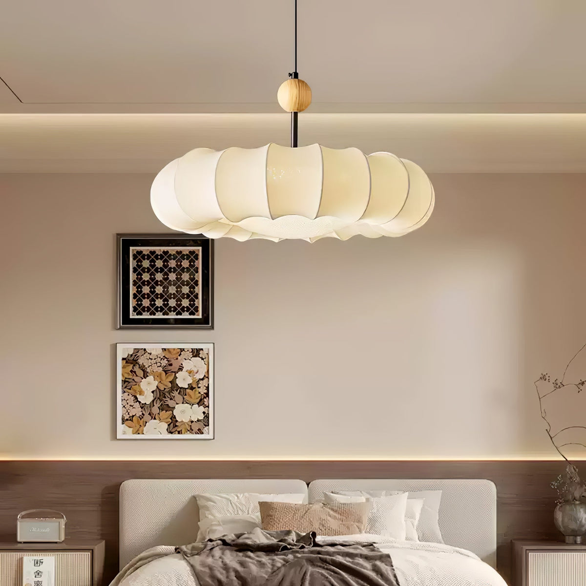 Suspension Ellébore en bois et tissu – vue 14