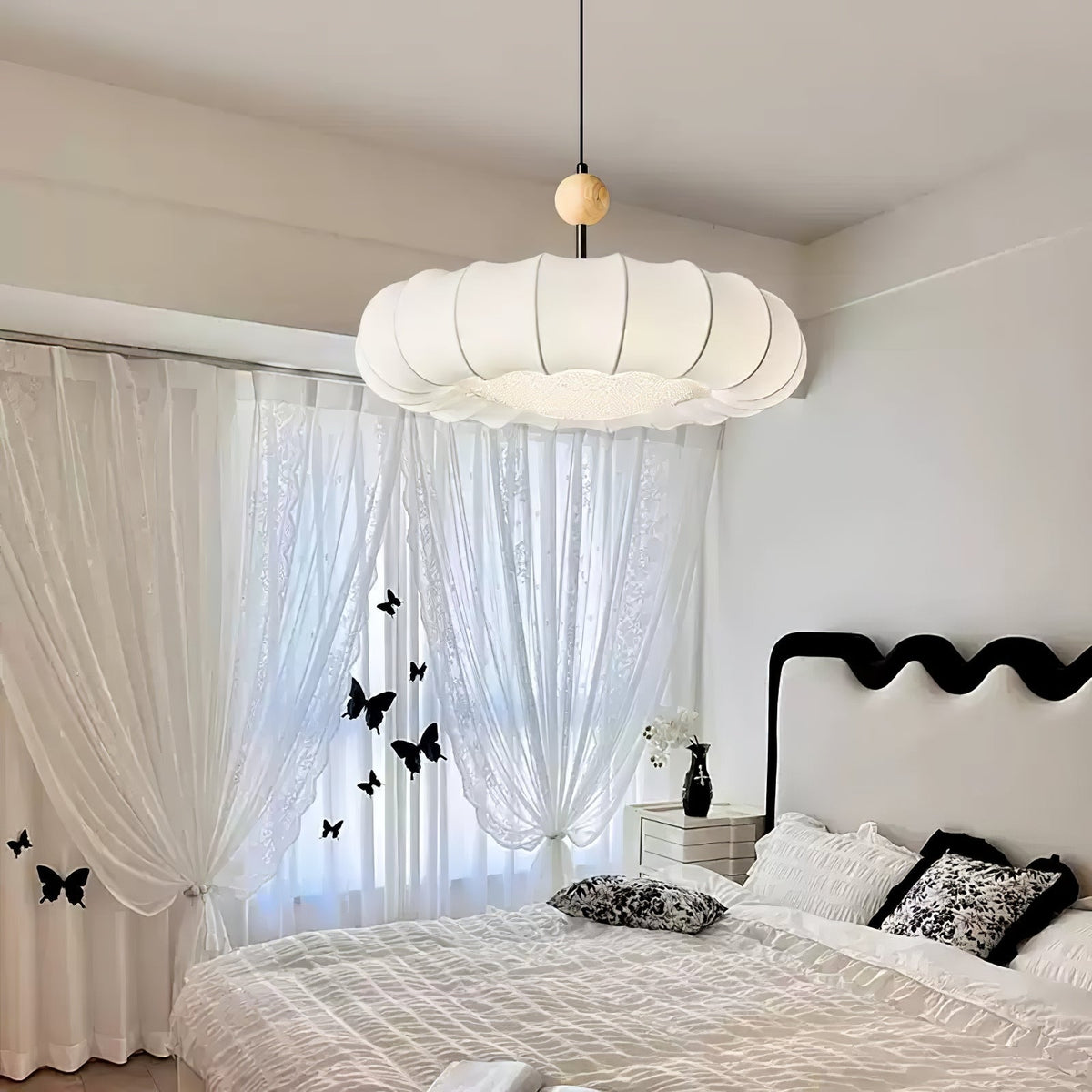 Suspension Ellébore en bois et tissu – vue 9