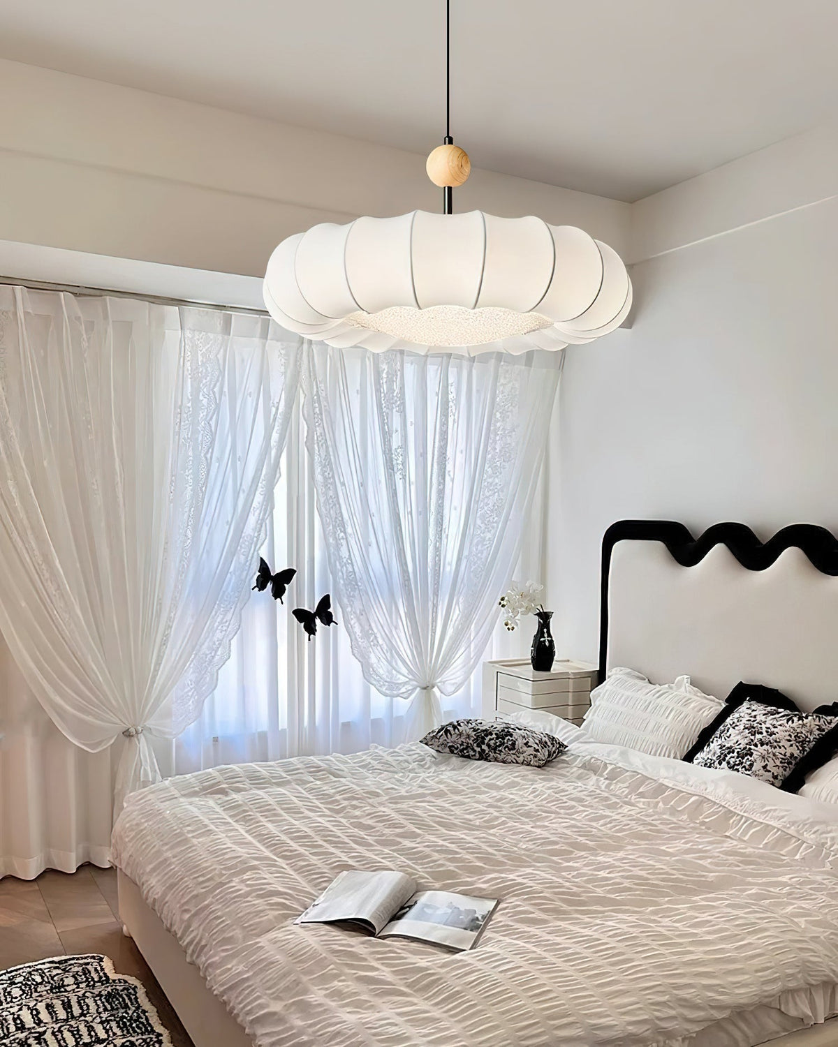 Suspension Ellébore en bois et tissu – vue 23