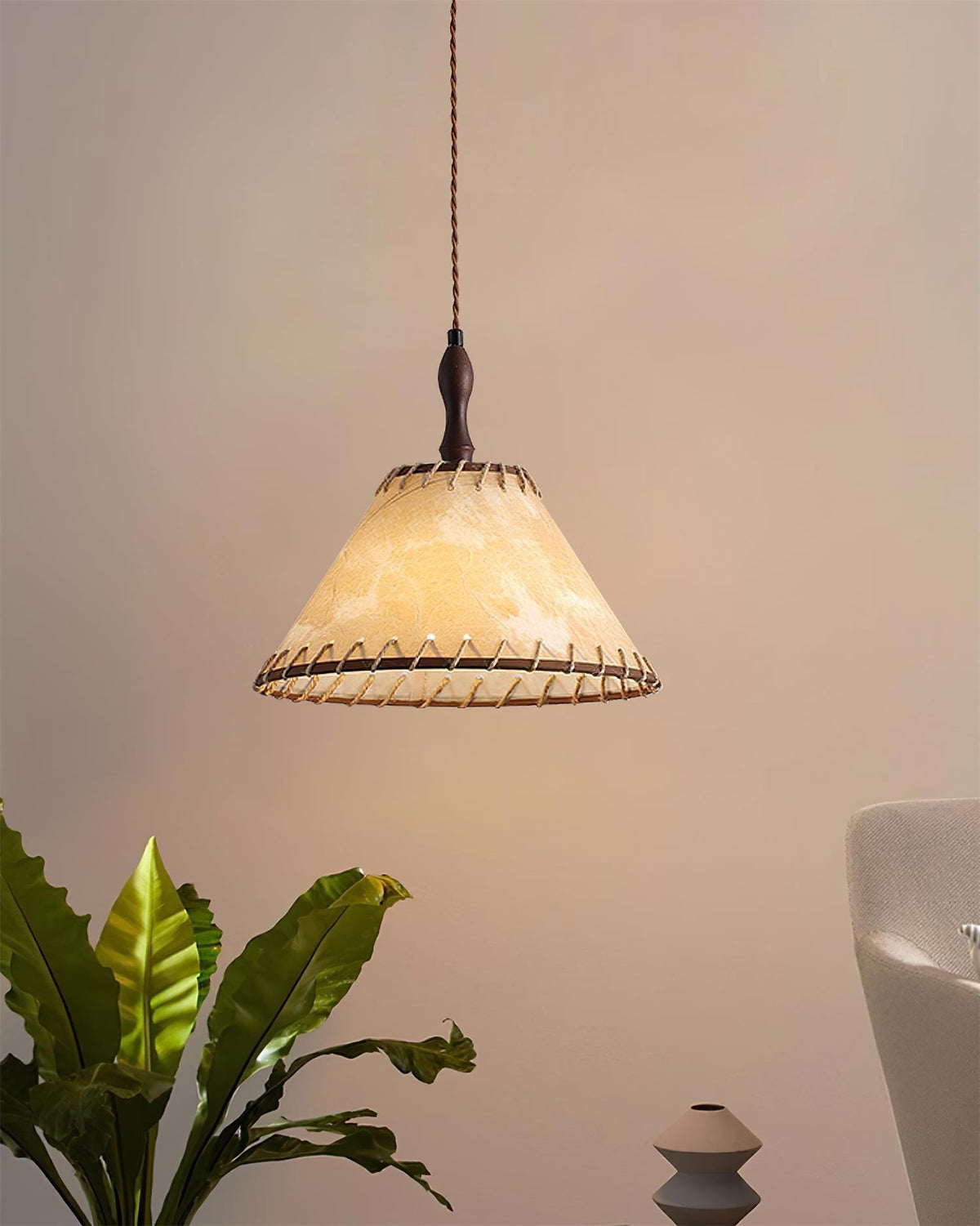 Suspension Valensole en tissu et bois – vue 8