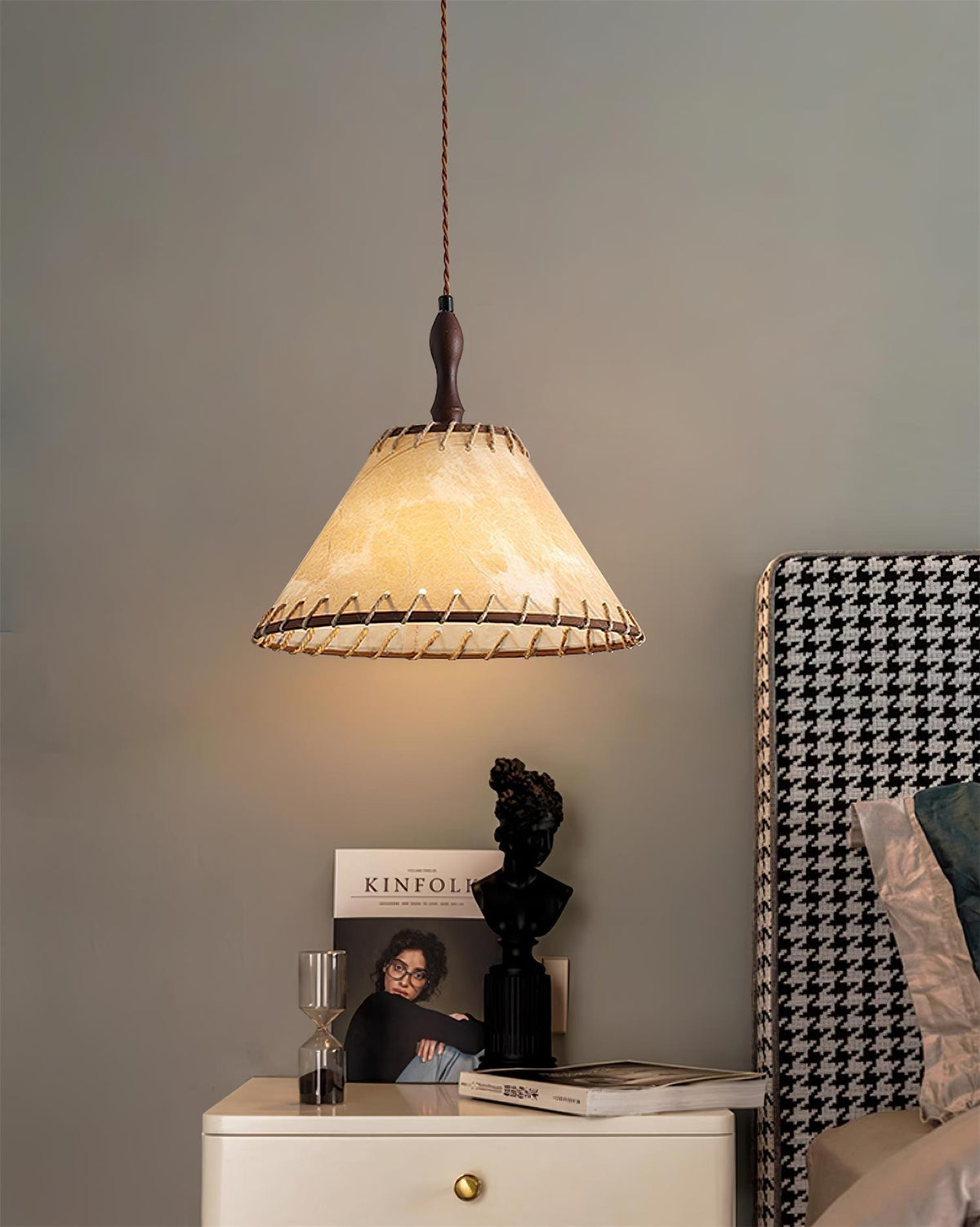 Suspension Valensole en tissu et bois – vue 9