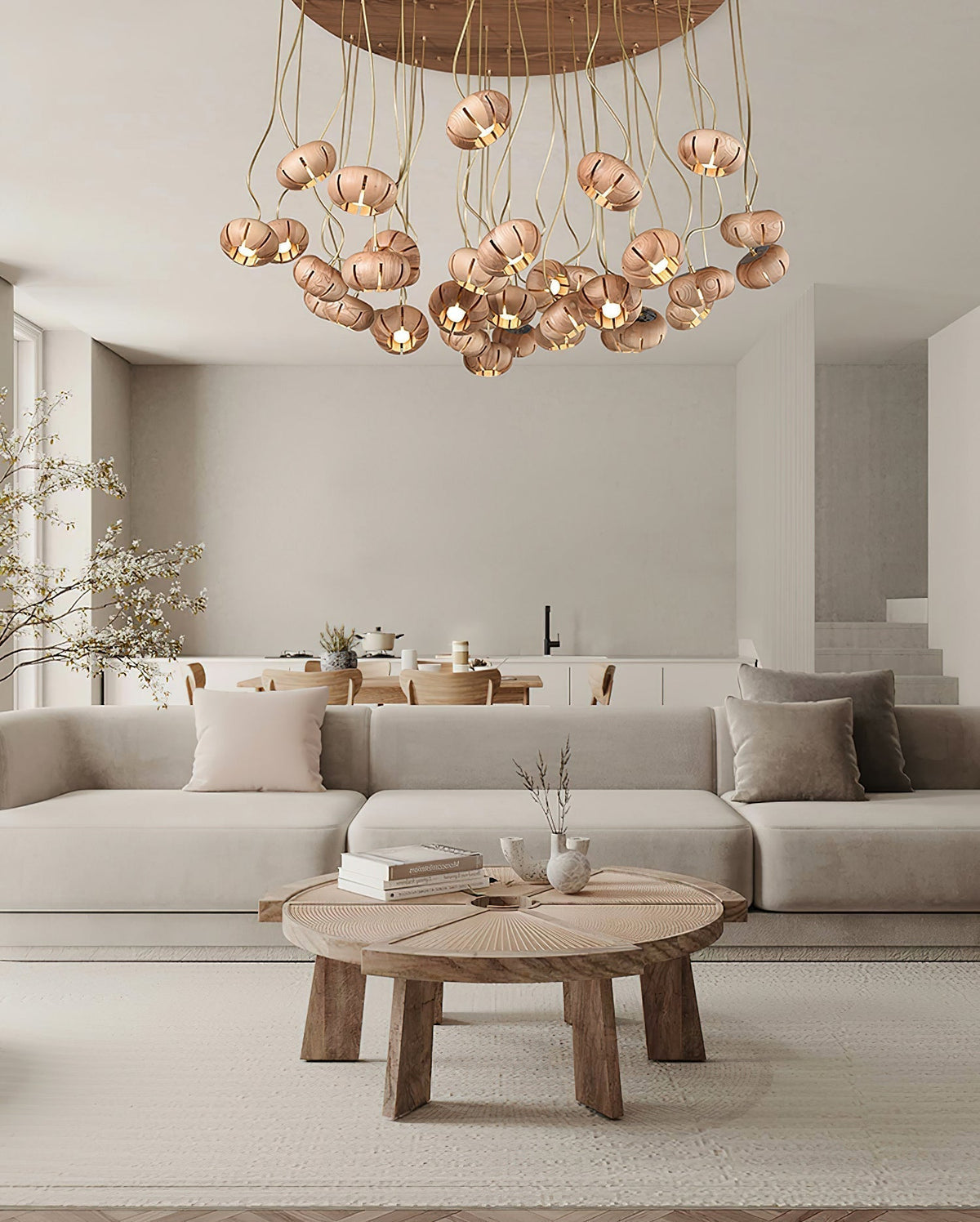 Lustre Thalie en marbre et bois – vue 23