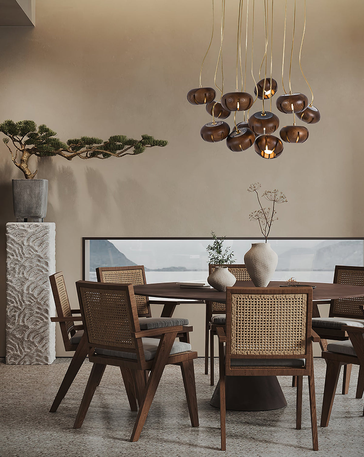 Lustre Thalie en marbre et bois – vue 40