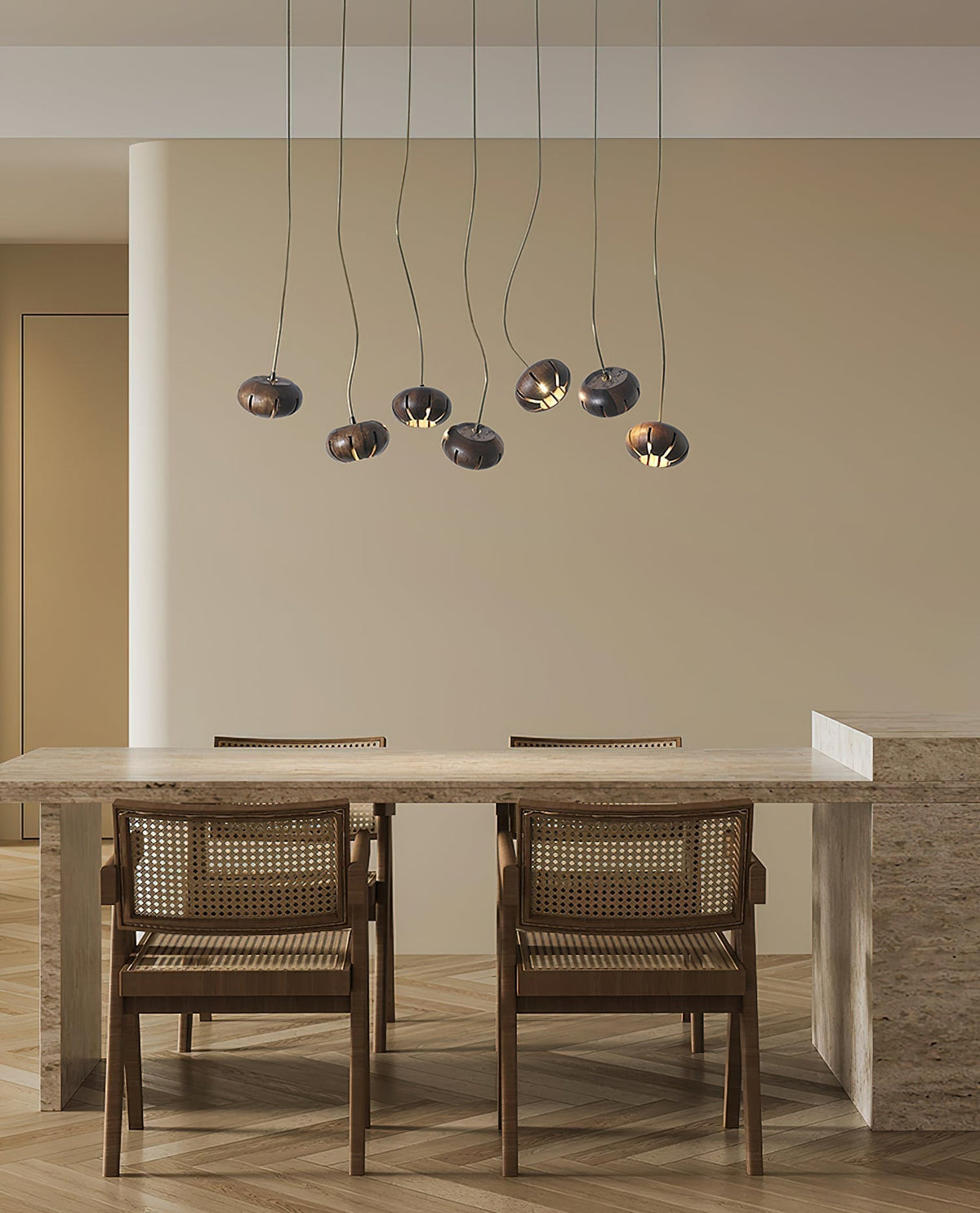 Lustre Thalie en marbre et bois – vue 12